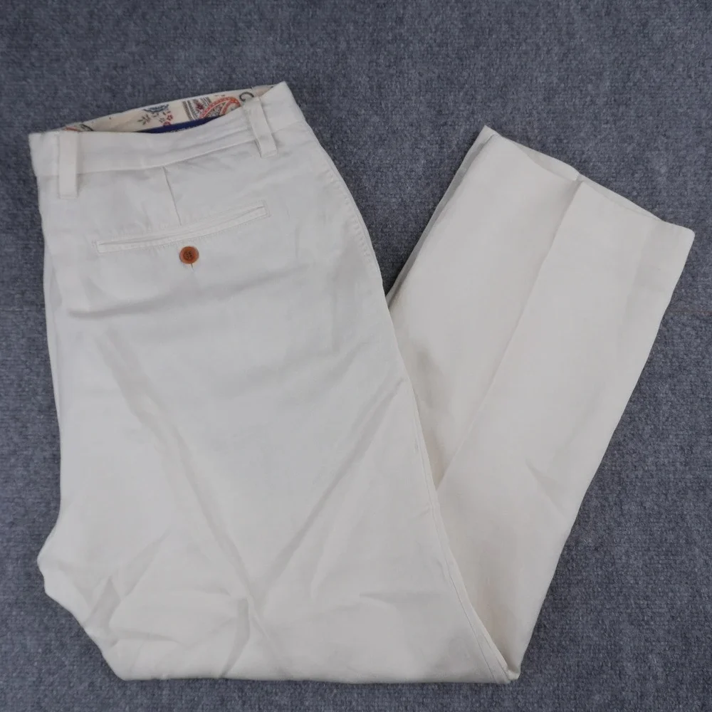 Tommy Bahama Dress Pants Mens 35x32 Off White Linen Lyocell Blend Straight Leg